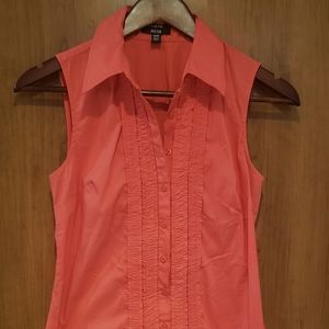 Coral button down blouse